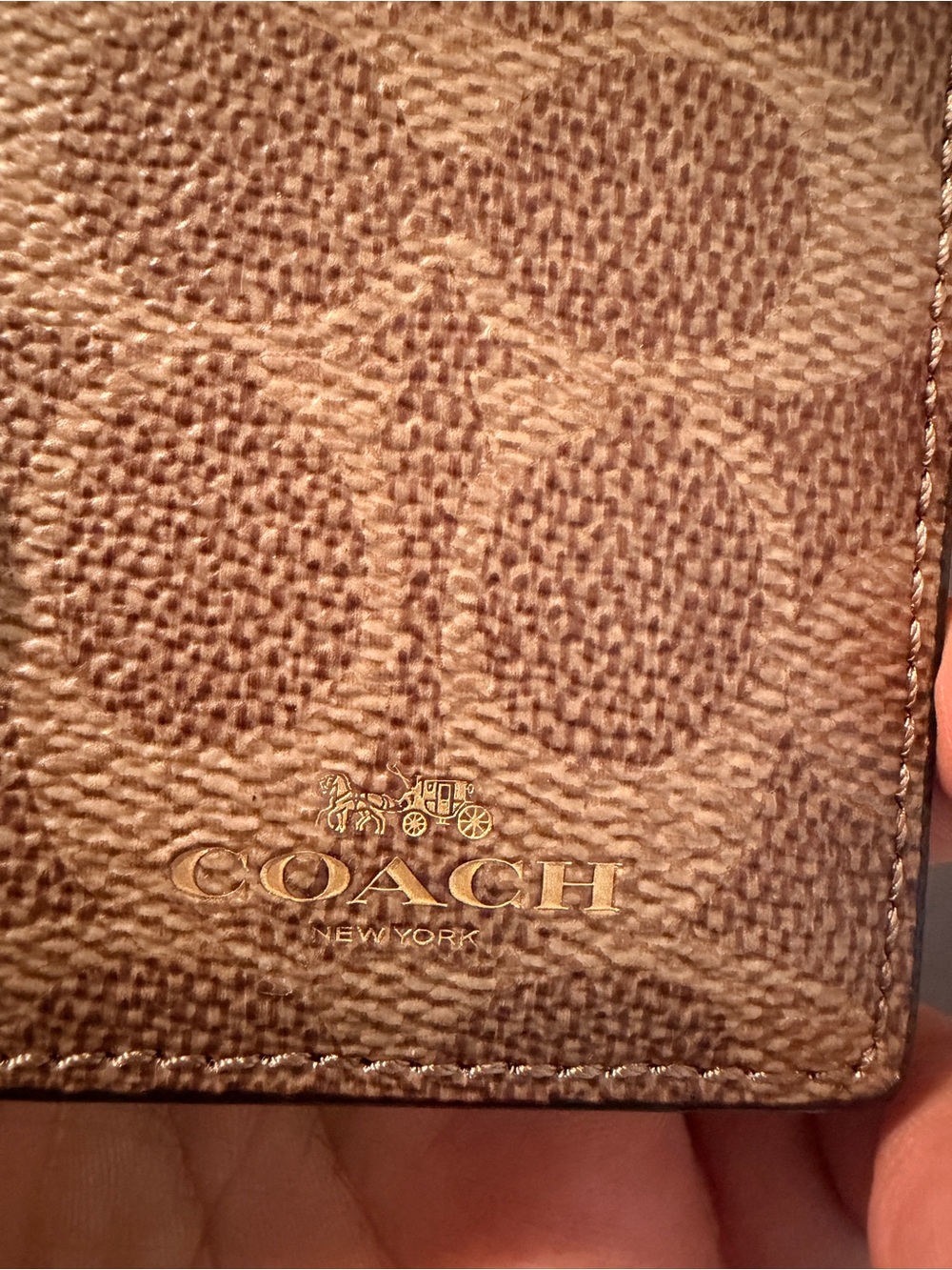 Coach Brown Signature Canvas Card Holder with Gold Clip - Picture 5 of 5